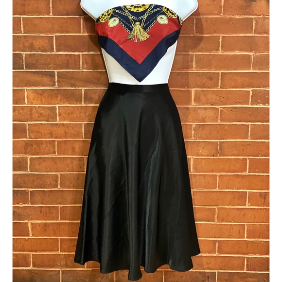 Liz Claiborne Dresses & Skirts - NWT Vintage Black Silky Skater Skirt Liz Claiborne